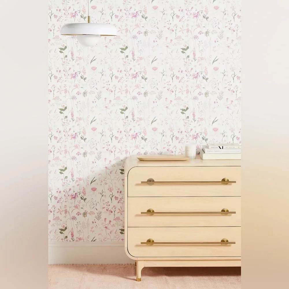 Anthropologie Layne Wallpaper Light Pink Floral Wallpaper York Wallcoverings NWT - Picture 1 of 5